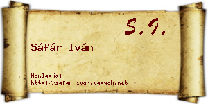 Sáfár Iván névjegykártya